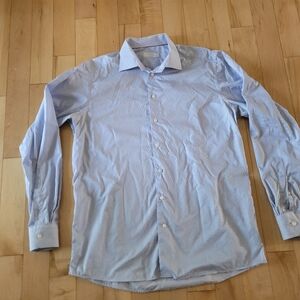 Eton men's size XL light blue stripped dress shirt